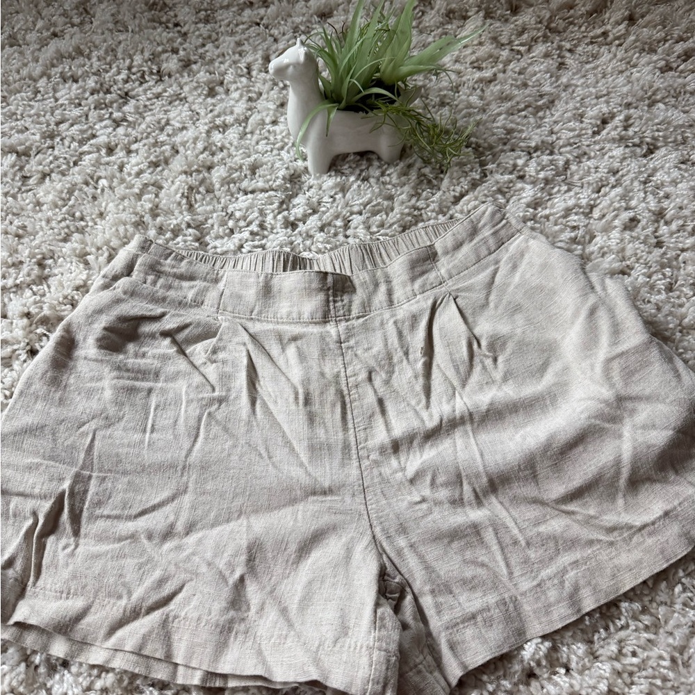 Tan High Waist Relaxed Fit Shorts